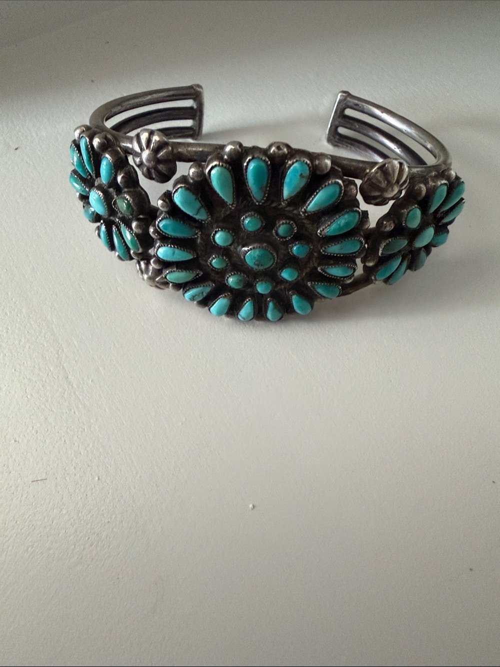 Turquoise Flower Cluster Cuff Bracelet - Women Jewelry
